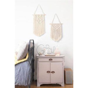 2 Pcs Macrame Wall Hanging Boho Wall Decor Home Chic Decoration Wall Pediments